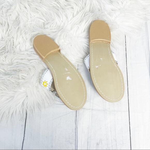 🆕 Jack Rogers Women's Jack Leather Flat‎ Sandals in White Multi 7 NEW - Picture 3 of 6